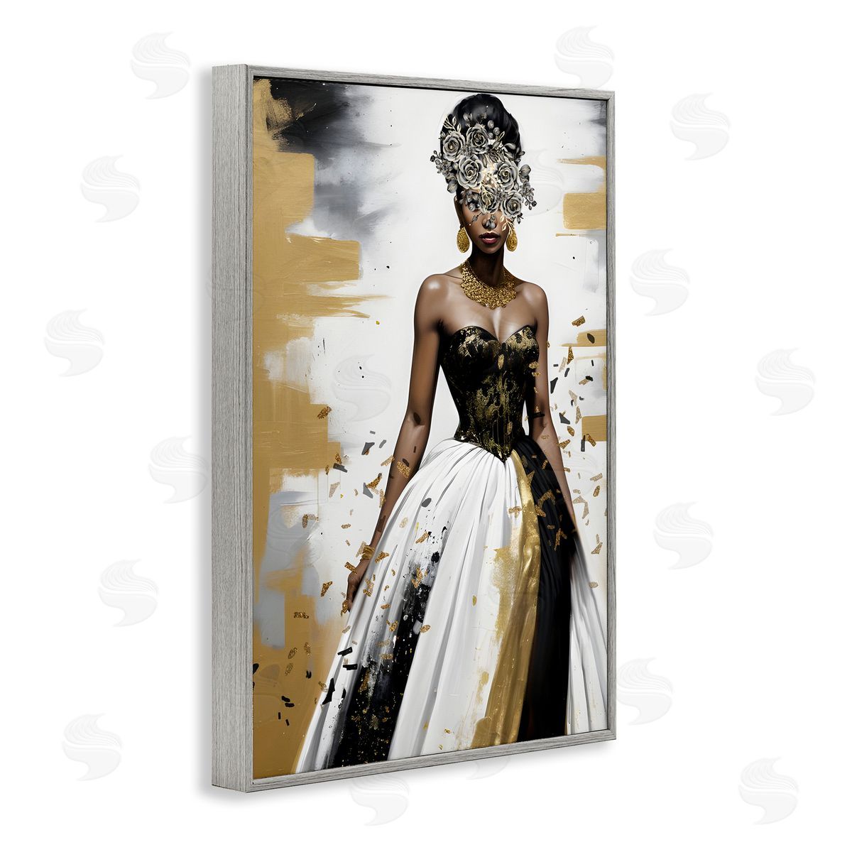 Kim Allen Elegant Woman Beautiful Gown Gray Framed Giclee Wall Art Print
