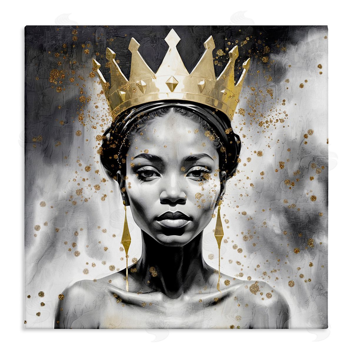 Kim Allen Woman in Crown Gazing Canvas Wall Art Print