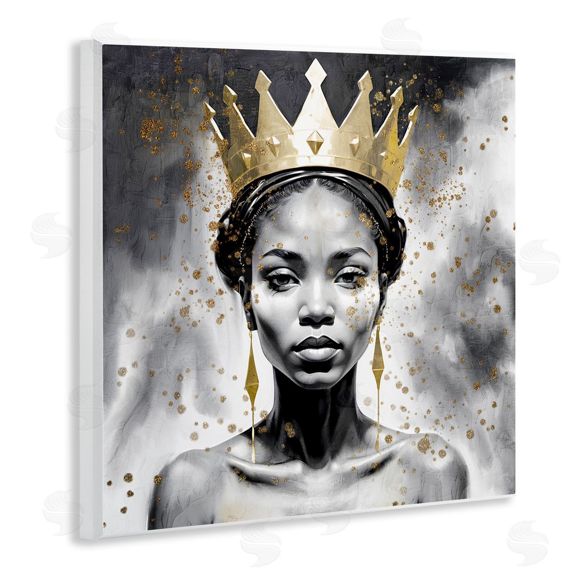 Kim Allen Woman in Crown Gazing Wooden Wall Plaque Art Print
