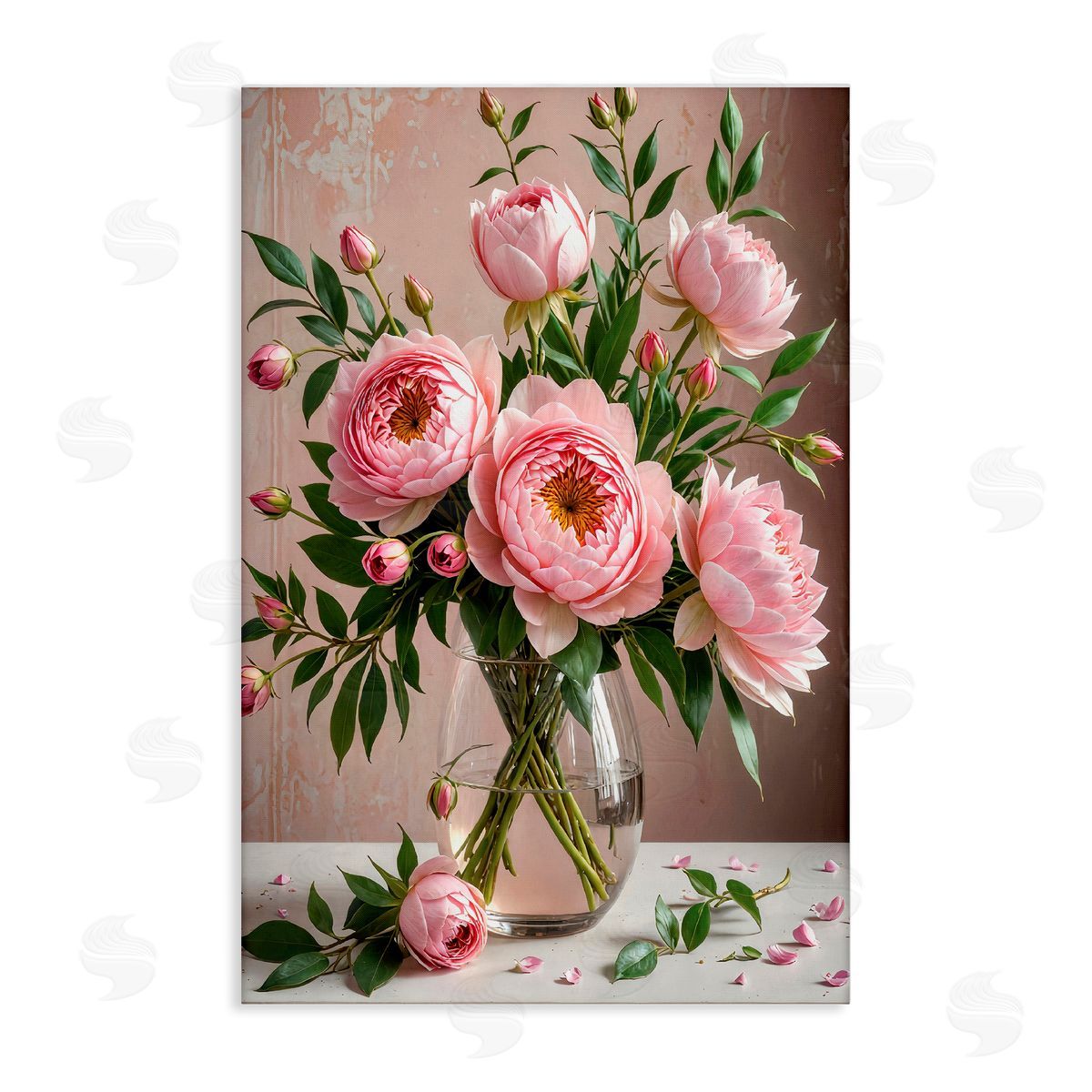 Yuri Khrushch Elegant Peonies in Vase Canvas Wall Art Print