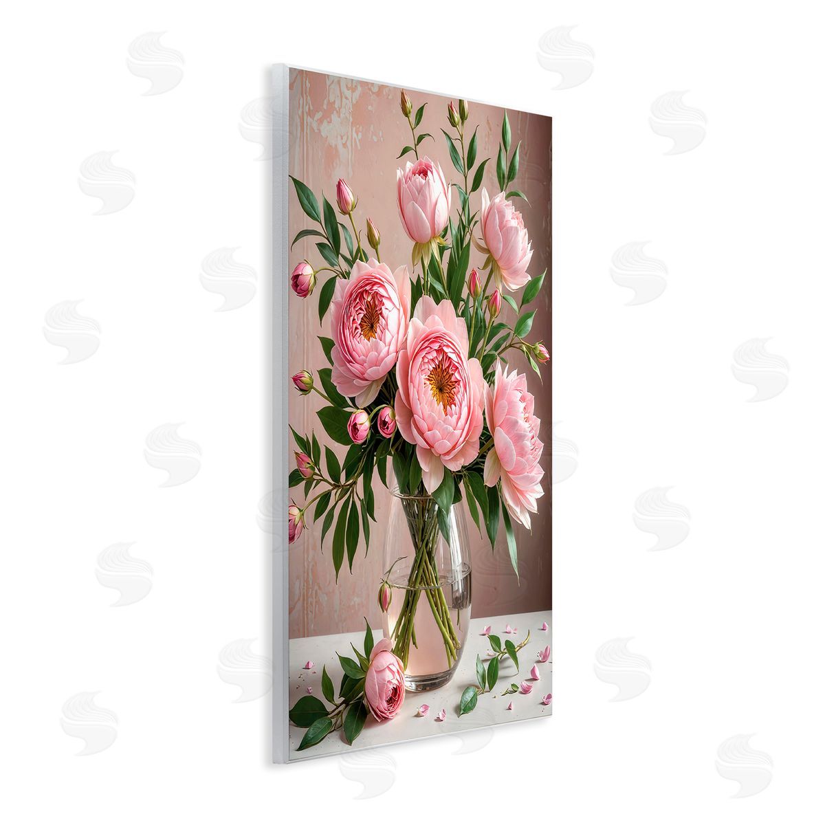 Yuri Khrushch Elegant Peonies in Vase Wooden Wall Plaque Art Print