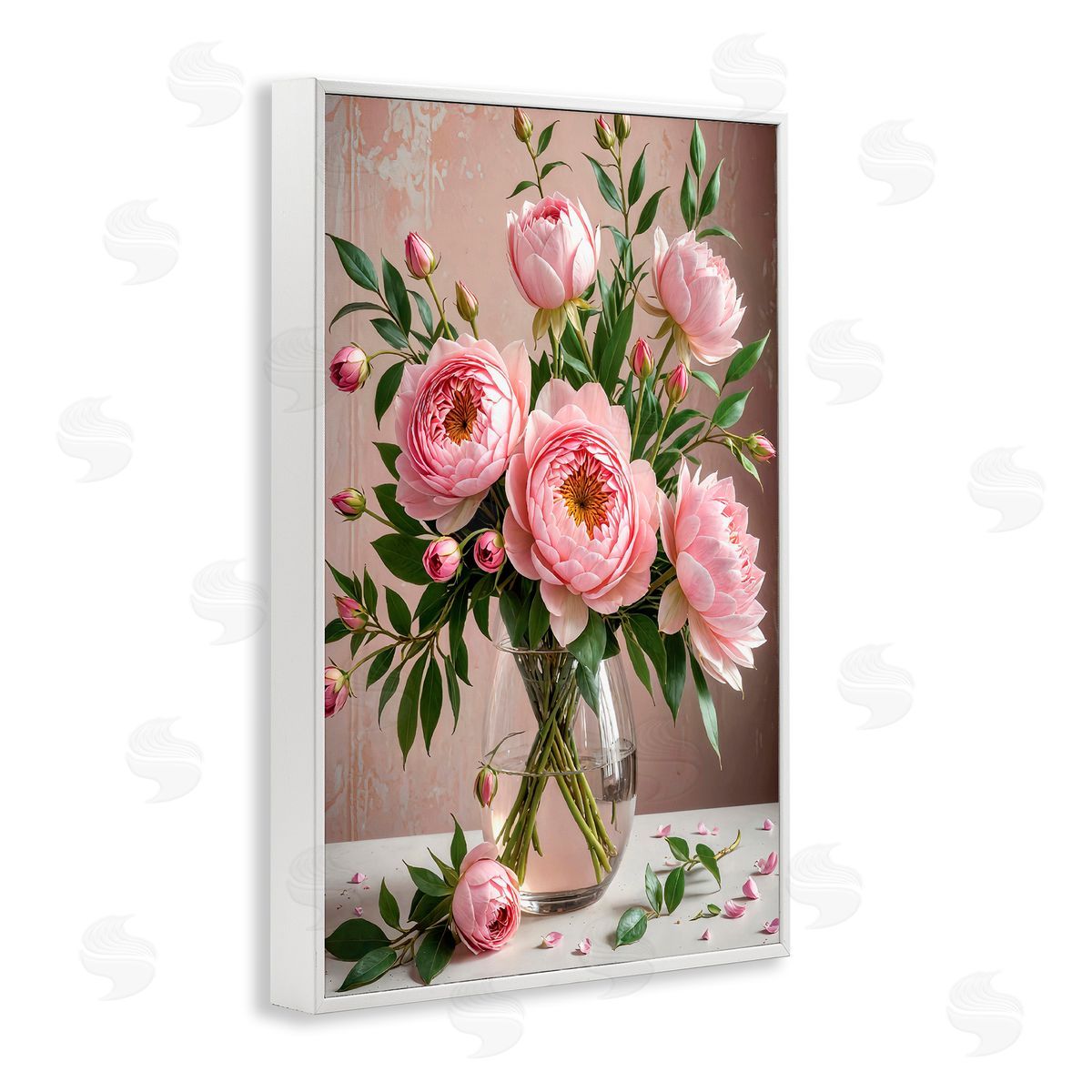 Yuri Khrushch Elegant Peonies in Vase White Framed Giclee Wall Art Print