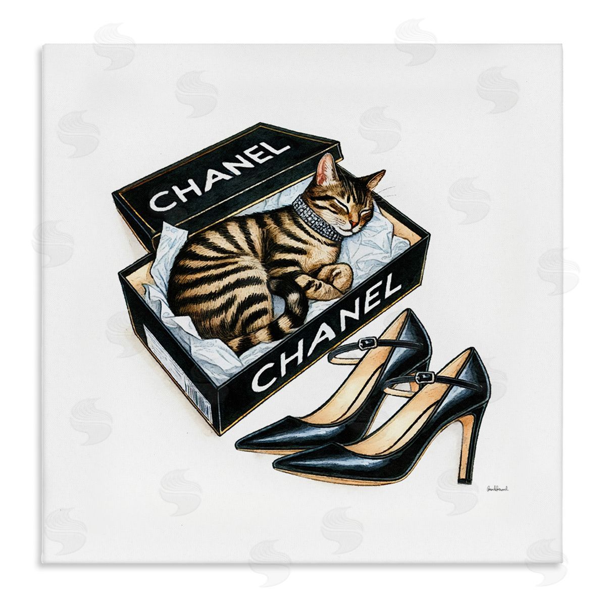 Amanda Greenwood Sleeping Cat in Shoe Box Canvas Wall Art Print