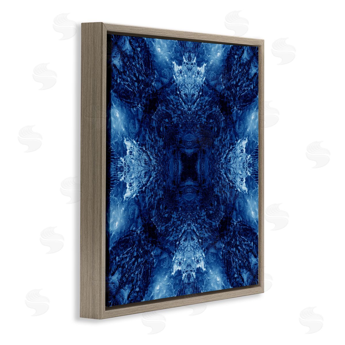 El Perkin Symmetrical Tie Dye Pattern Brown Floating Frame Canvas Wall Art Print