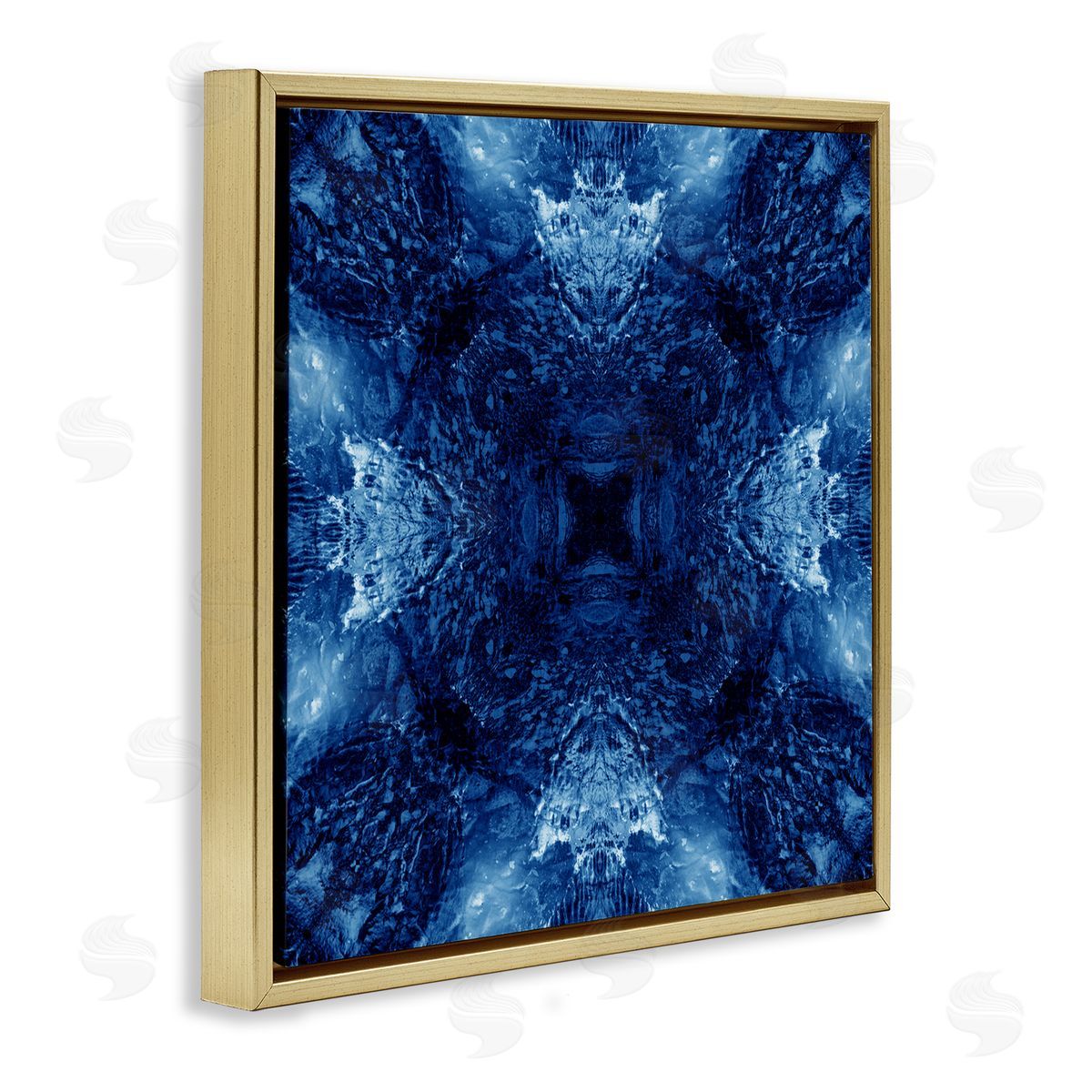 El Perkin Symmetrical Tie Dye Pattern Gold Floating Frame Canvas Wall Art Print