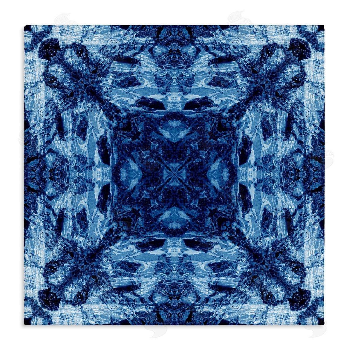 El Perkin Blue Tie Dye Symmetry Canvas Wall Art Print