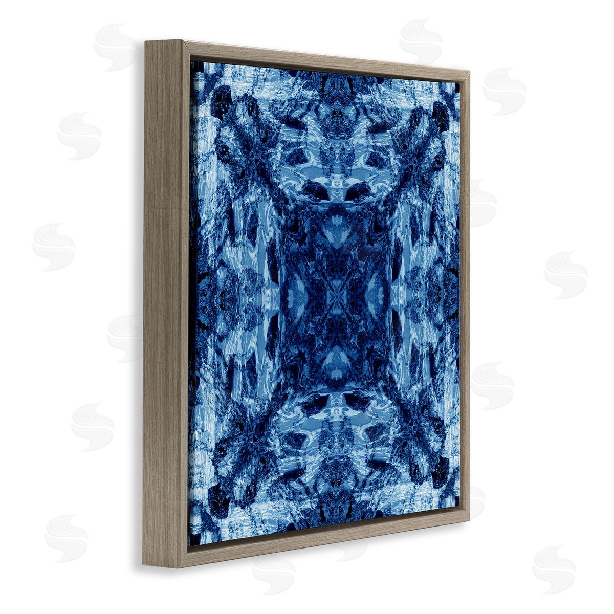El Perkin Blue Tie Dye Symmetry Brown Floating Frame Canvas Wall Art Print