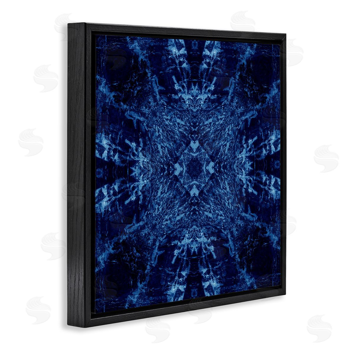 El Perkin Dark Tie Dye Style Black Floating Frame Canvas Wall Art Print