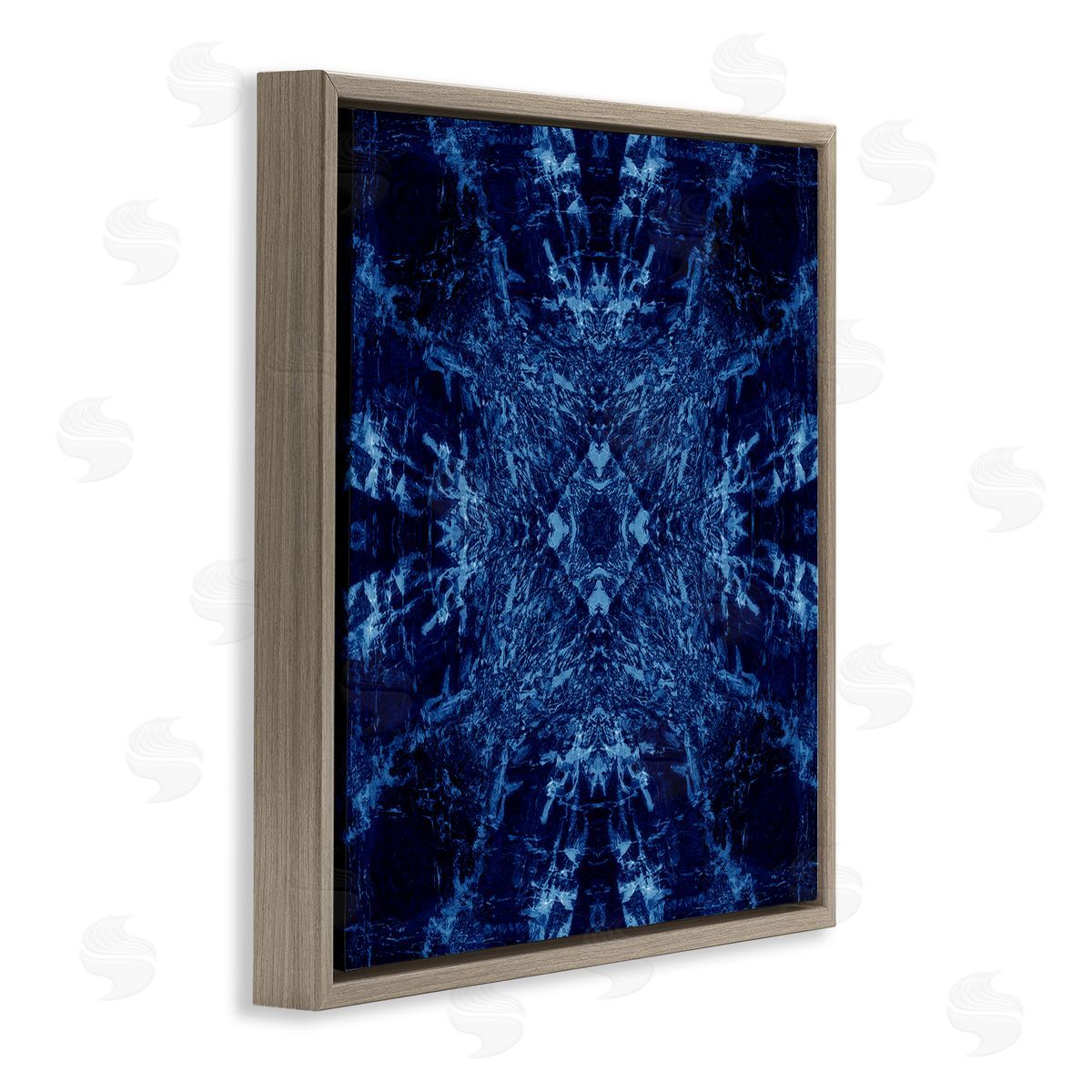 El Perkin Dark Tie Dye Style Brown Floating Frame Canvas Wall Art Print