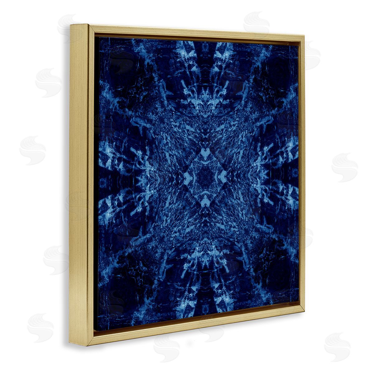 El Perkin Dark Tie Dye Style Gold Floating Frame Canvas Wall Art Print