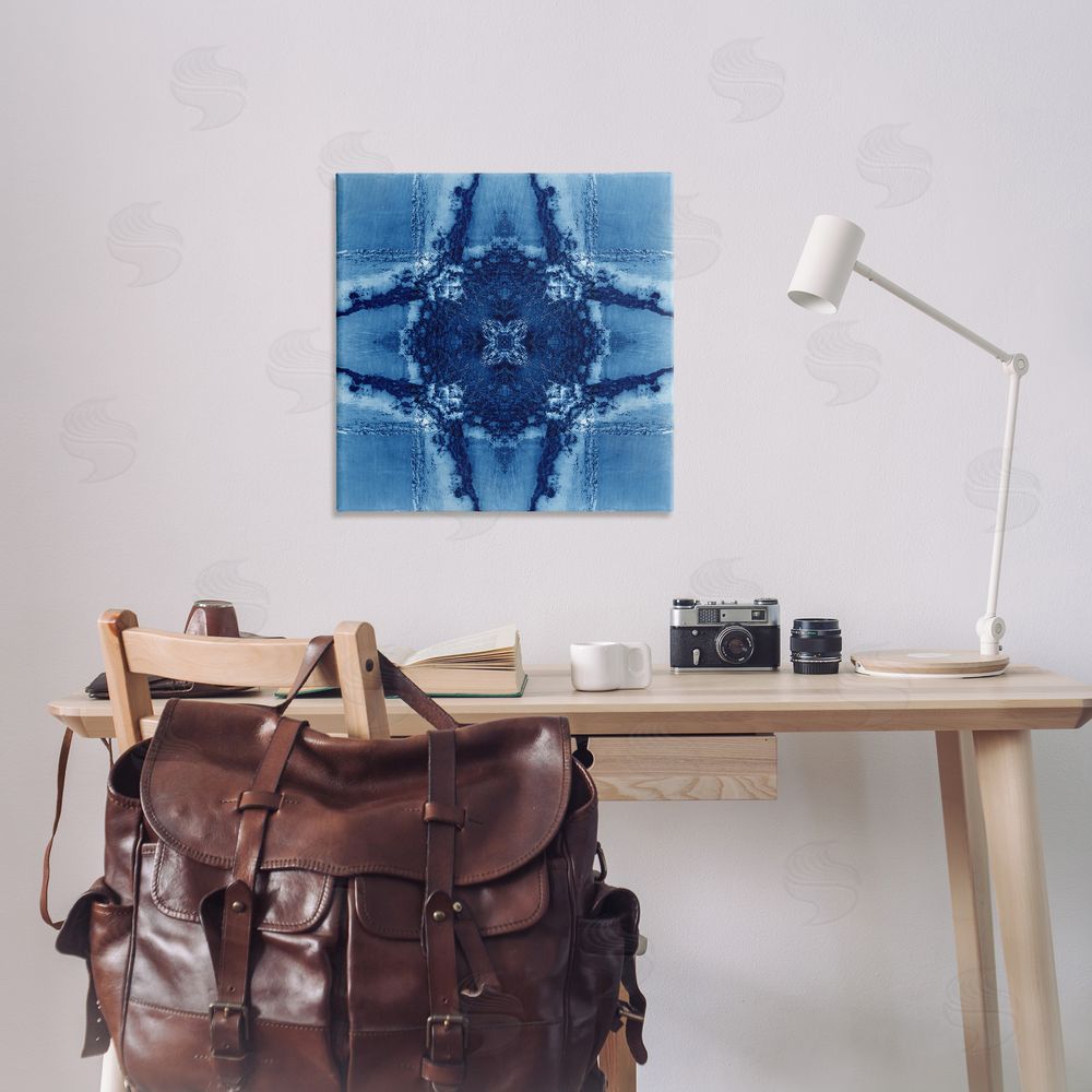 El Perkin Blue Geometric Shapes Canvas Wall Art Print in Room