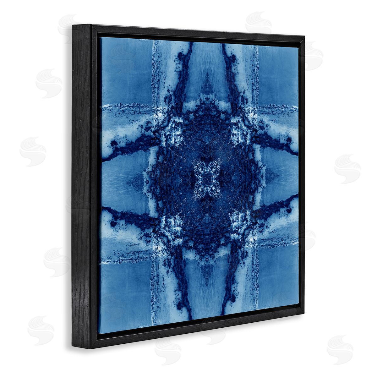 El Perkin Blue Geometric Shapes Black Floating Frame Canvas Wall Art Print