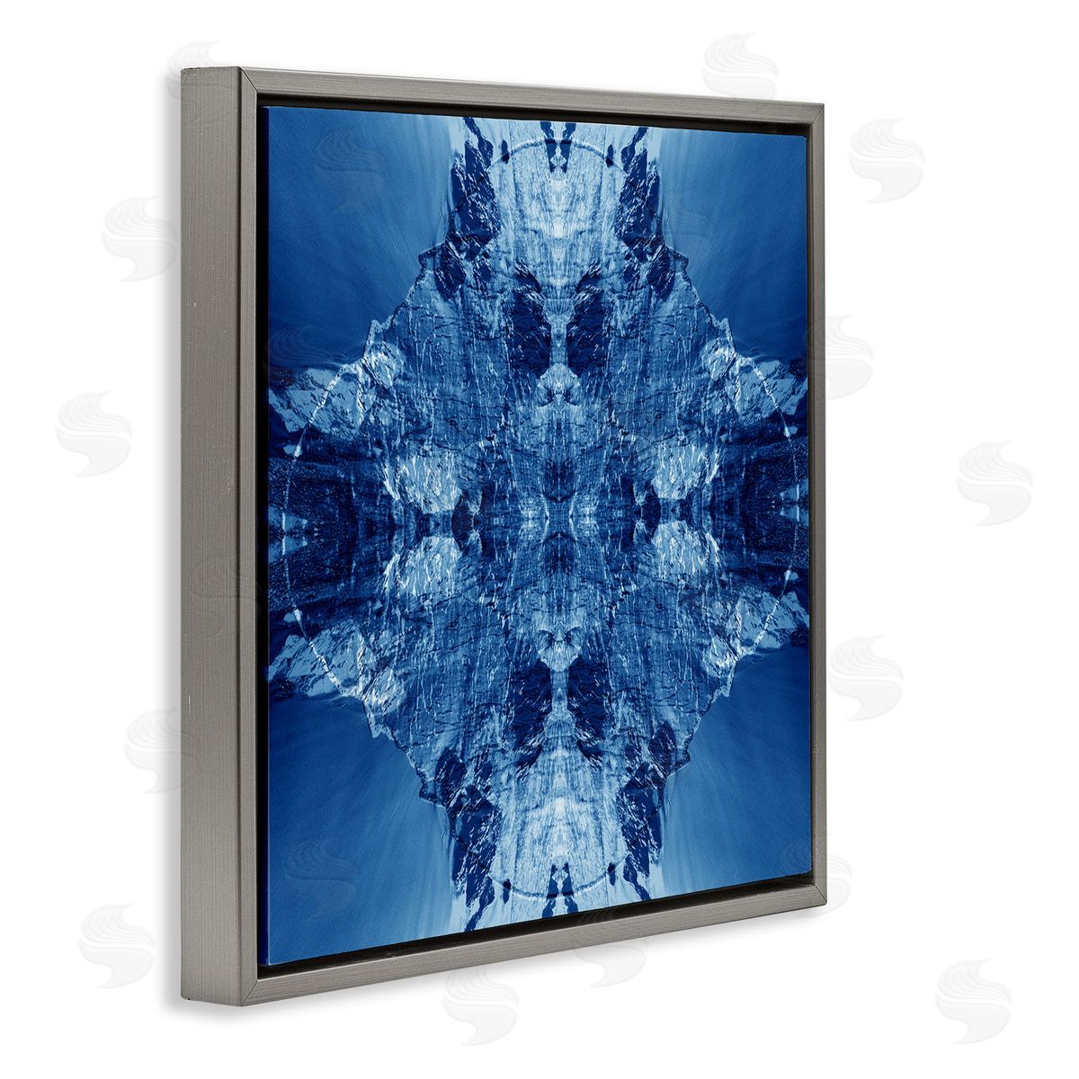 El Perkin Mirrored Symmetry Pattern Gray Floating Frame Canvas Wall Art Print