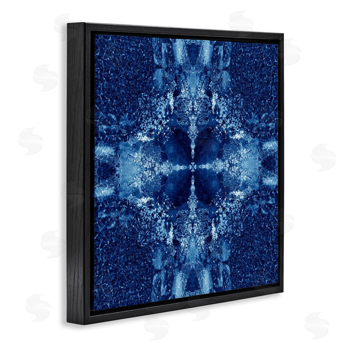 El Perkin Blue Detailed Symmetry Black Floating Frame Canvas Wall Art Print