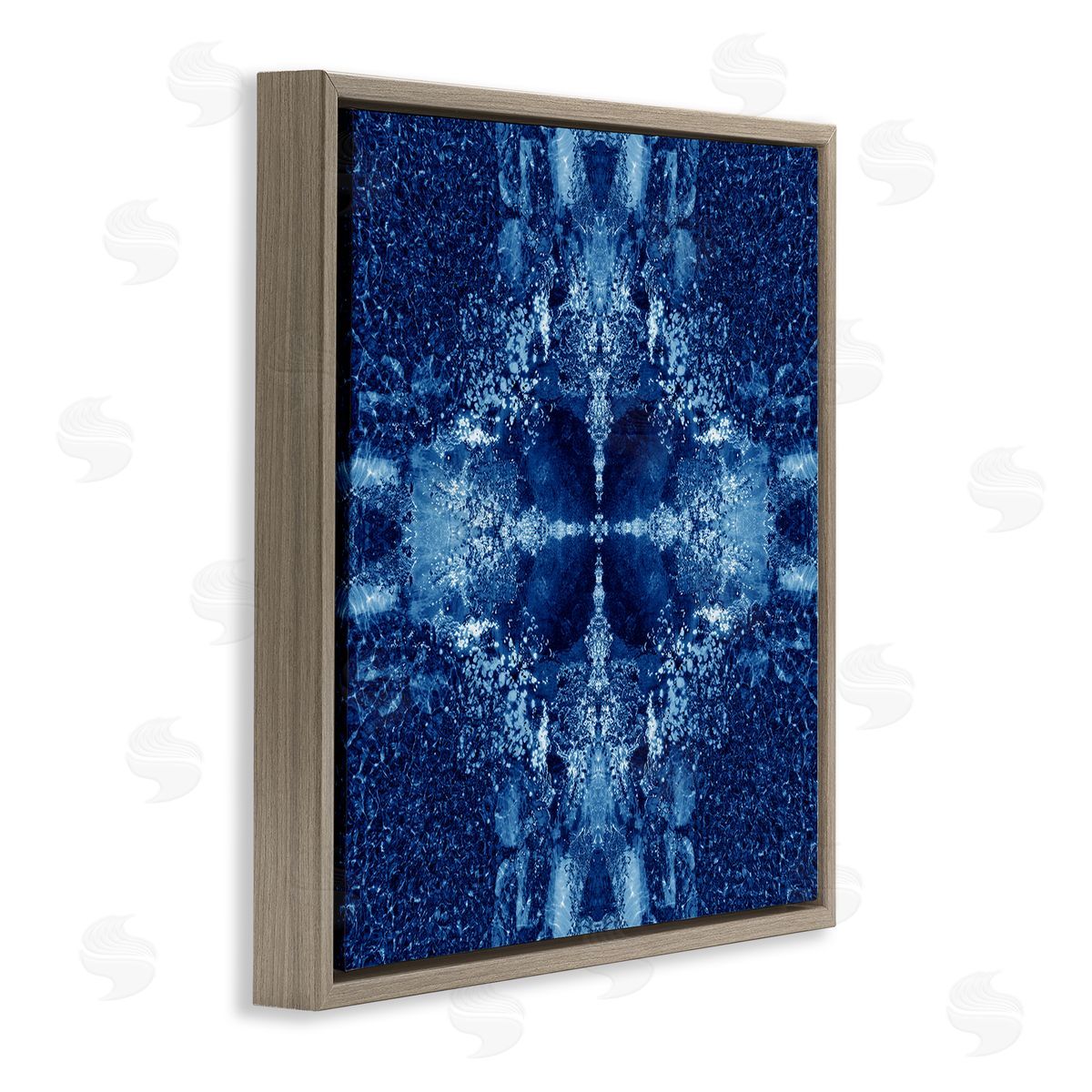 El Perkin Blue Detailed Symmetry Brown Floating Frame Canvas Wall Art Print