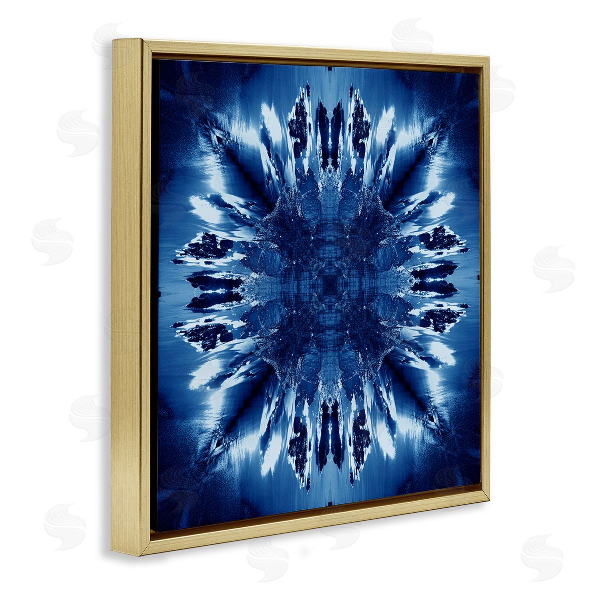 El Perkin Tie Dye Mirrored Shapes Gold Floating Frame Canvas Wall Art Print