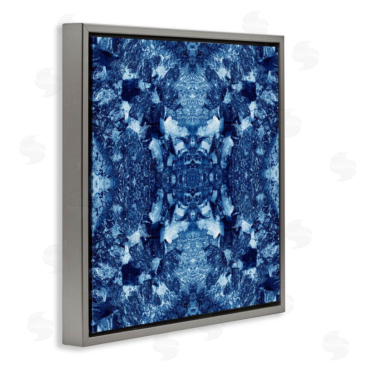 El Perkin Mosaic Tie Dye Pattern Gray Floating Frame Canvas Wall Art Print