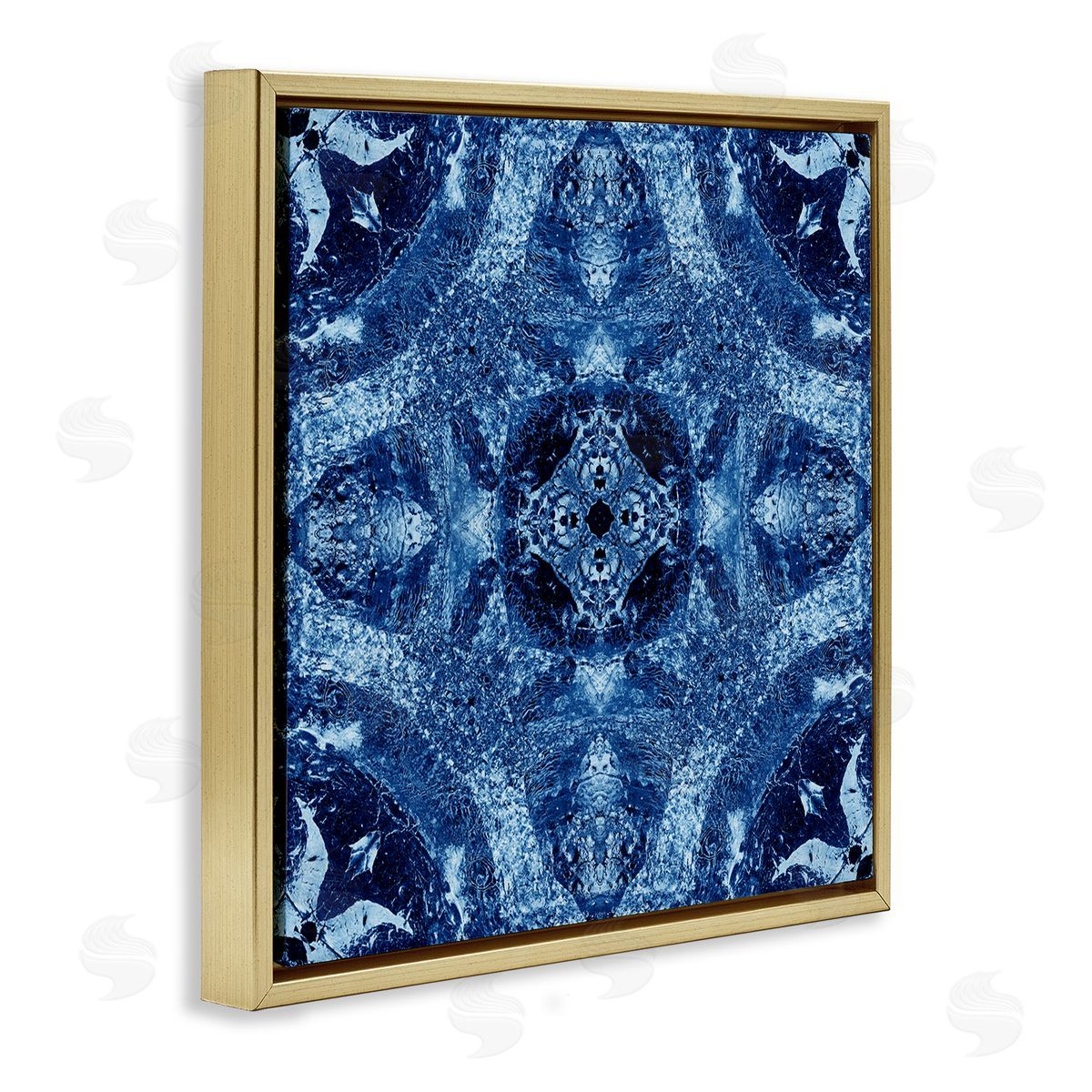 El Perkin Mosaic Tile Pattern Gold Floating Frame Canvas Wall Art Print