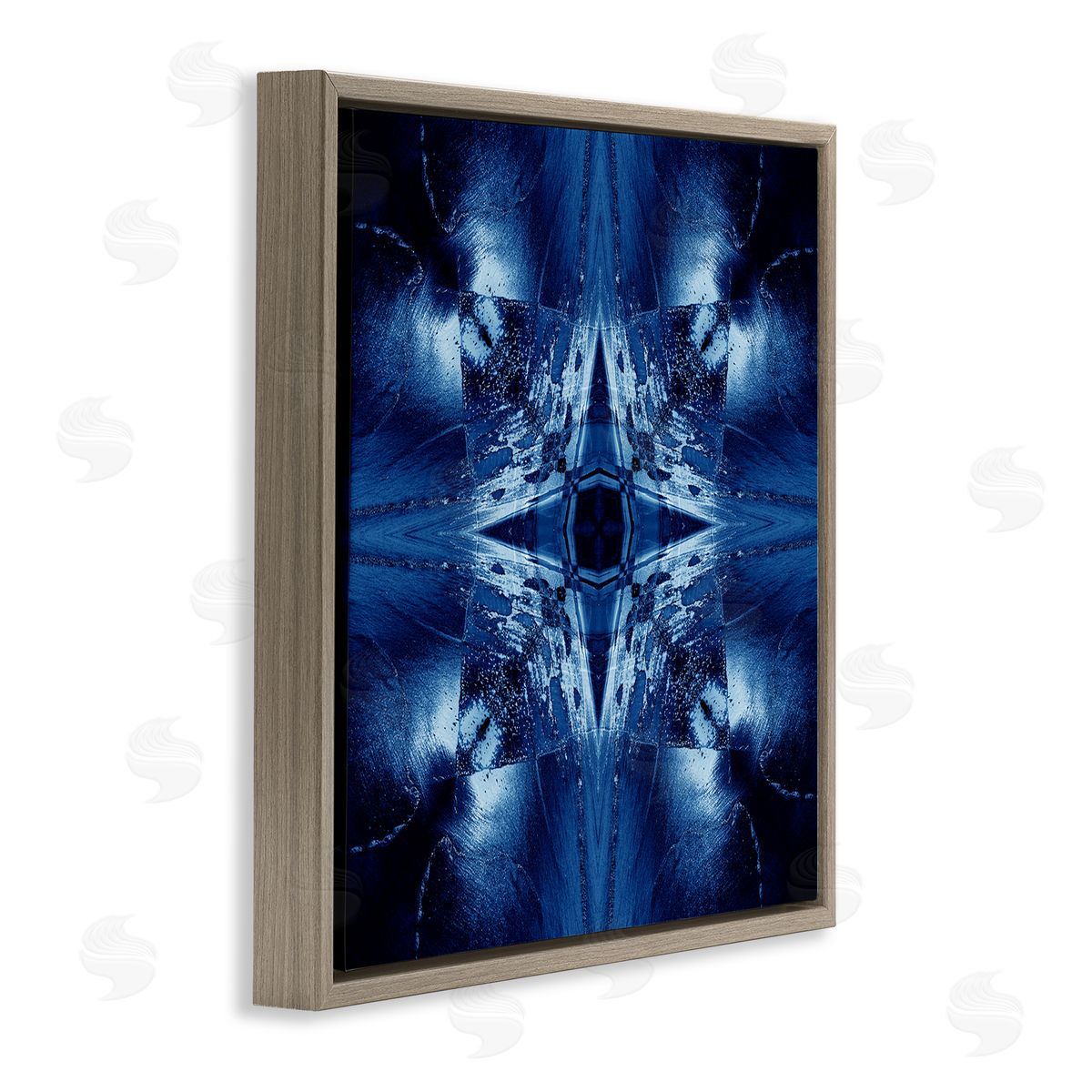 El Perkin Dark Mirrored Mosaic Brown Floating Frame Canvas Wall Art Print