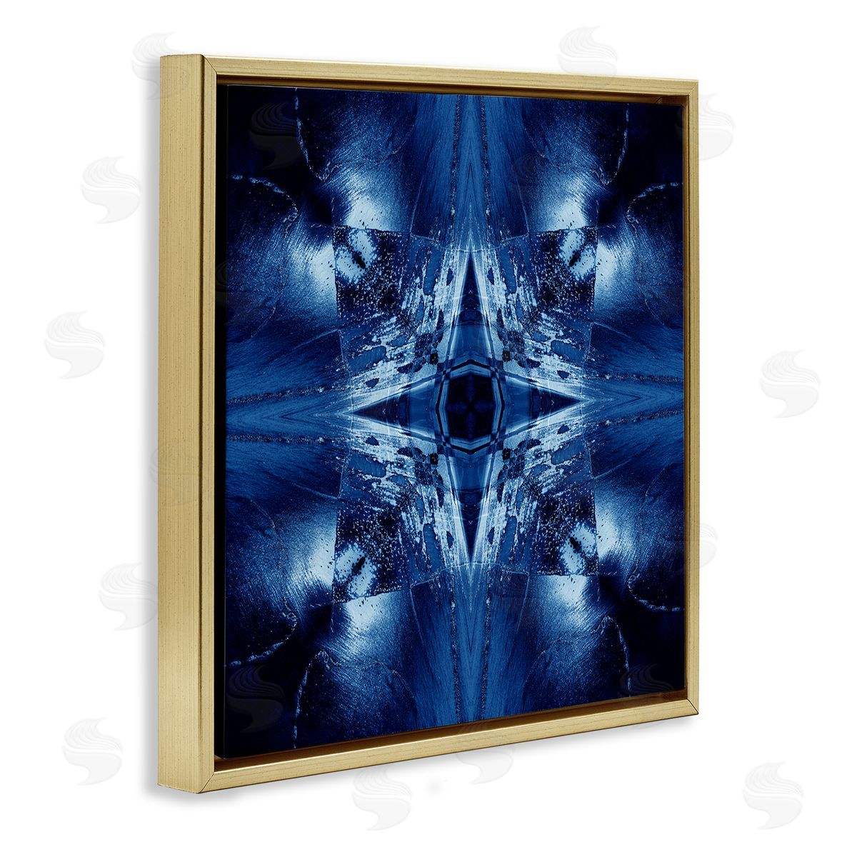 El Perkin Dark Mirrored Mosaic Gold Floating Frame Canvas Wall Art Print
