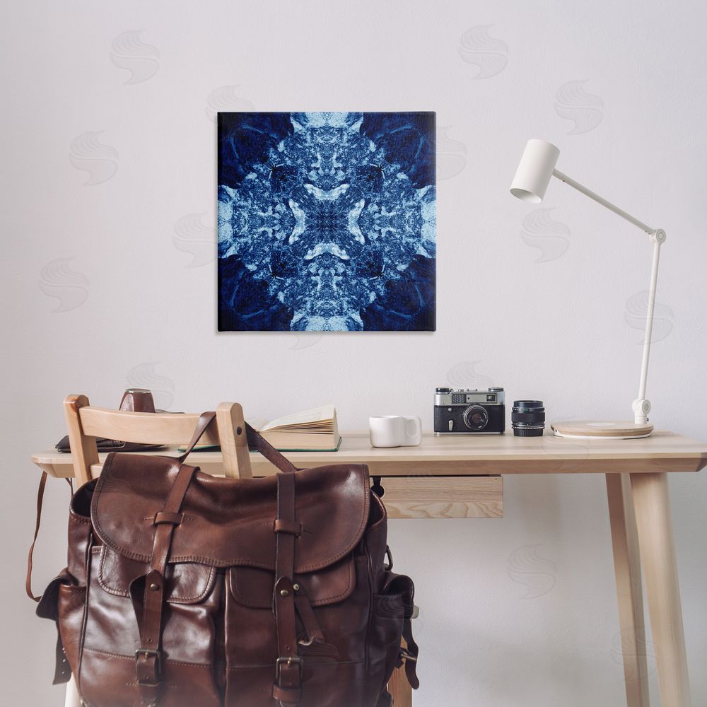 El Perkin Mosaic Pattern on Blue Canvas Wall Art Print in Room
