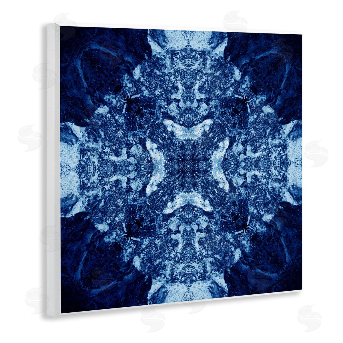 El Perkin Mosaic Pattern on Blue Wooden Wall Plaque Art Print