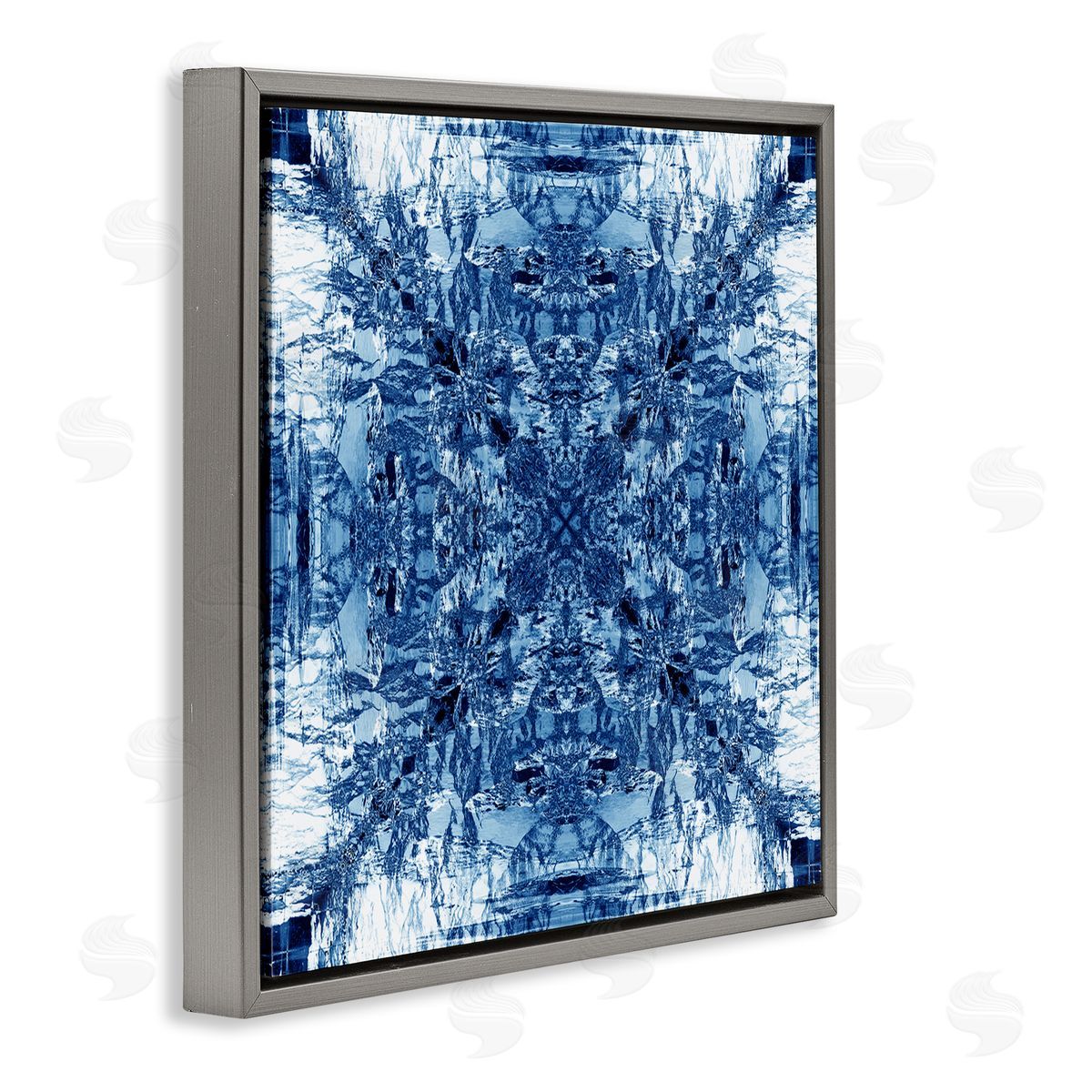 El Perkin Mosaic Pattern on White Gray Floating Frame Canvas Wall Art Print