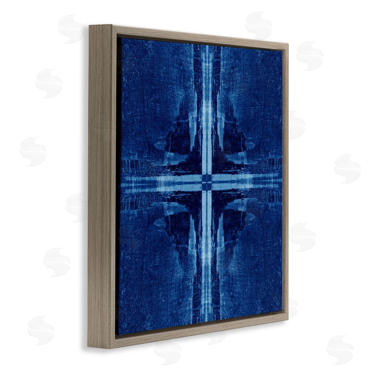 El Perkin Dark Geometric Quadrants Brown Floating Frame Canvas Wall Art Print
