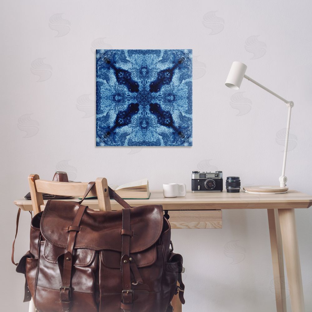 El Perkin Blue Mosaic Motif Canvas Wall Art Print in Room