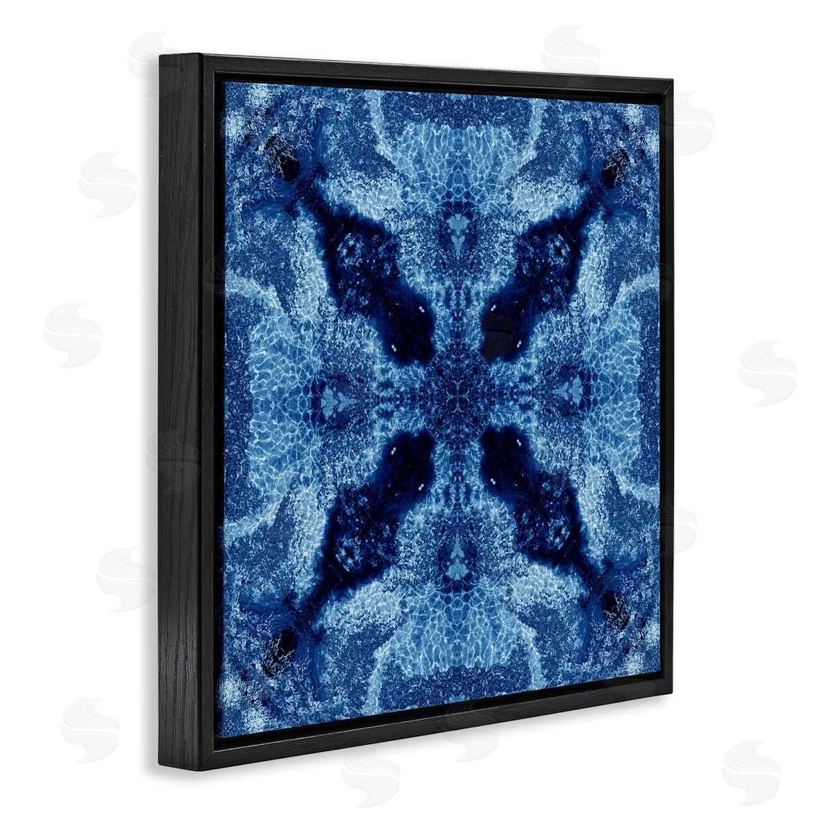 El Perkin Blue Mosaic Motif Black Floating Frame Canvas Wall Art Print