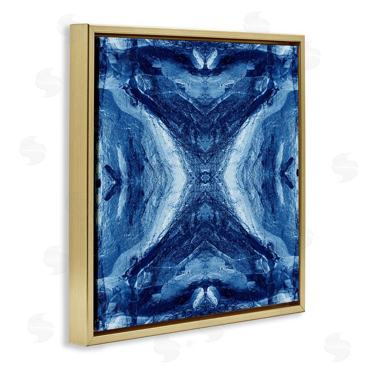 El Perkin Rustic Mirrored Motif Gold Floating Frame Canvas Wall Art Print