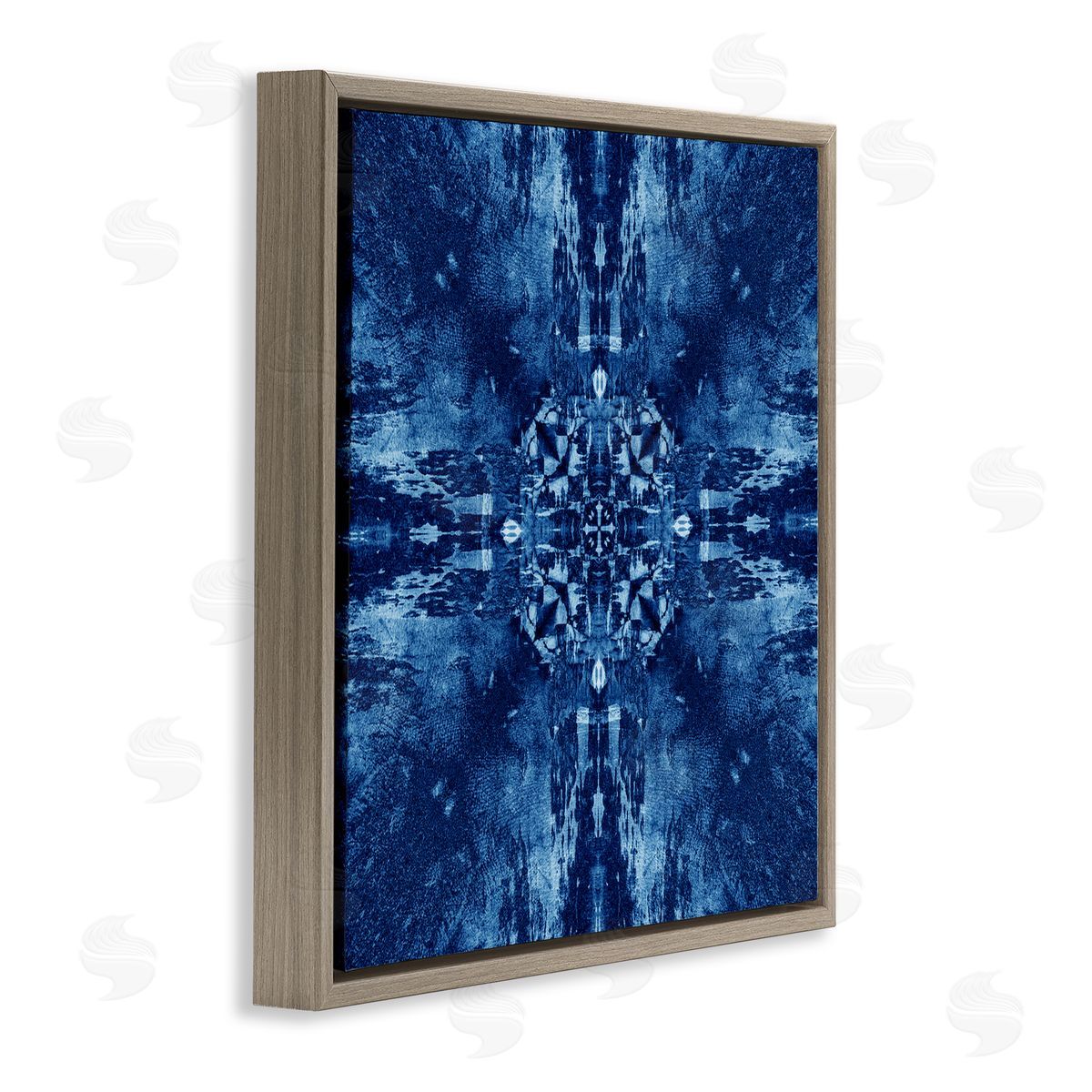 El Perkin Mosaic Tie Dye Motif Brown Floating Frame Canvas Wall Art Print