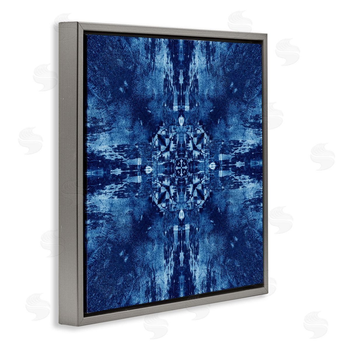 El Perkin Mosaic Tie Dye Motif Gray Floating Frame Canvas Wall Art Print