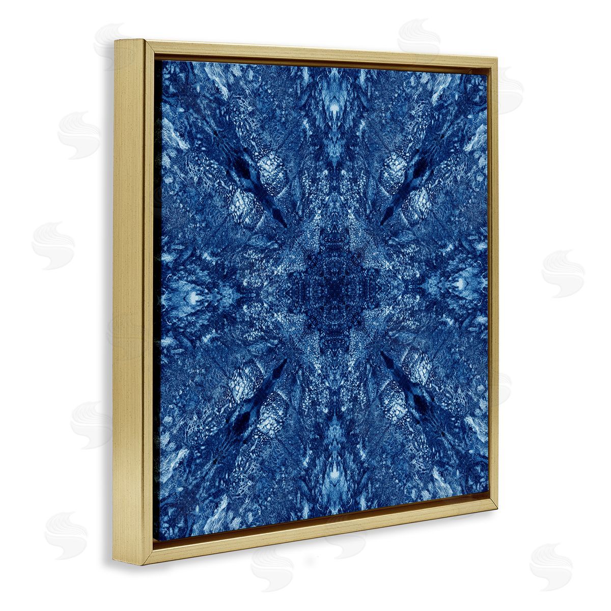 El Perkin Centric Symmetry Pattern Gold Floating Frame Canvas Wall Art Print