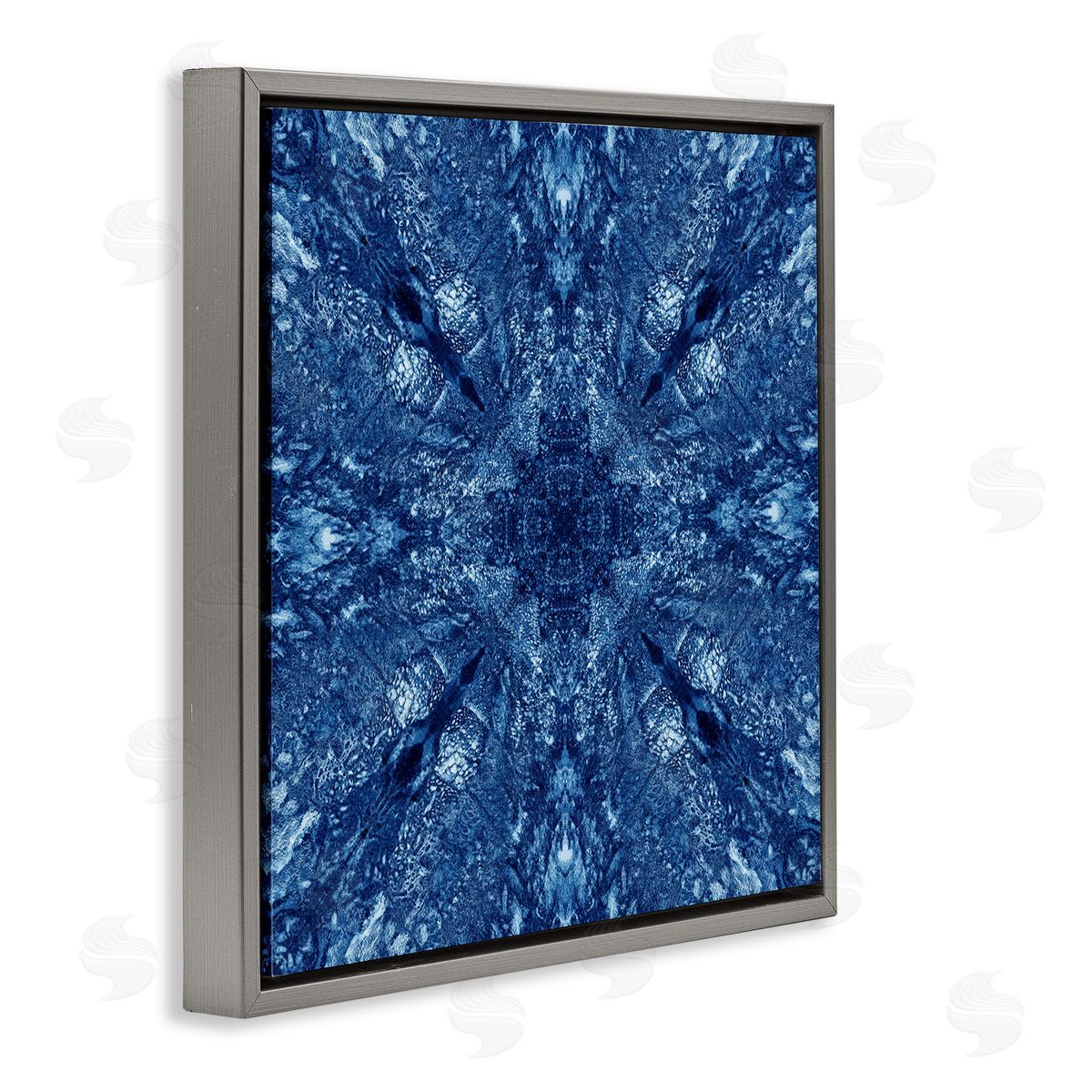 El Perkin Centric Symmetry Pattern Gray Floating Frame Canvas Wall Art Print