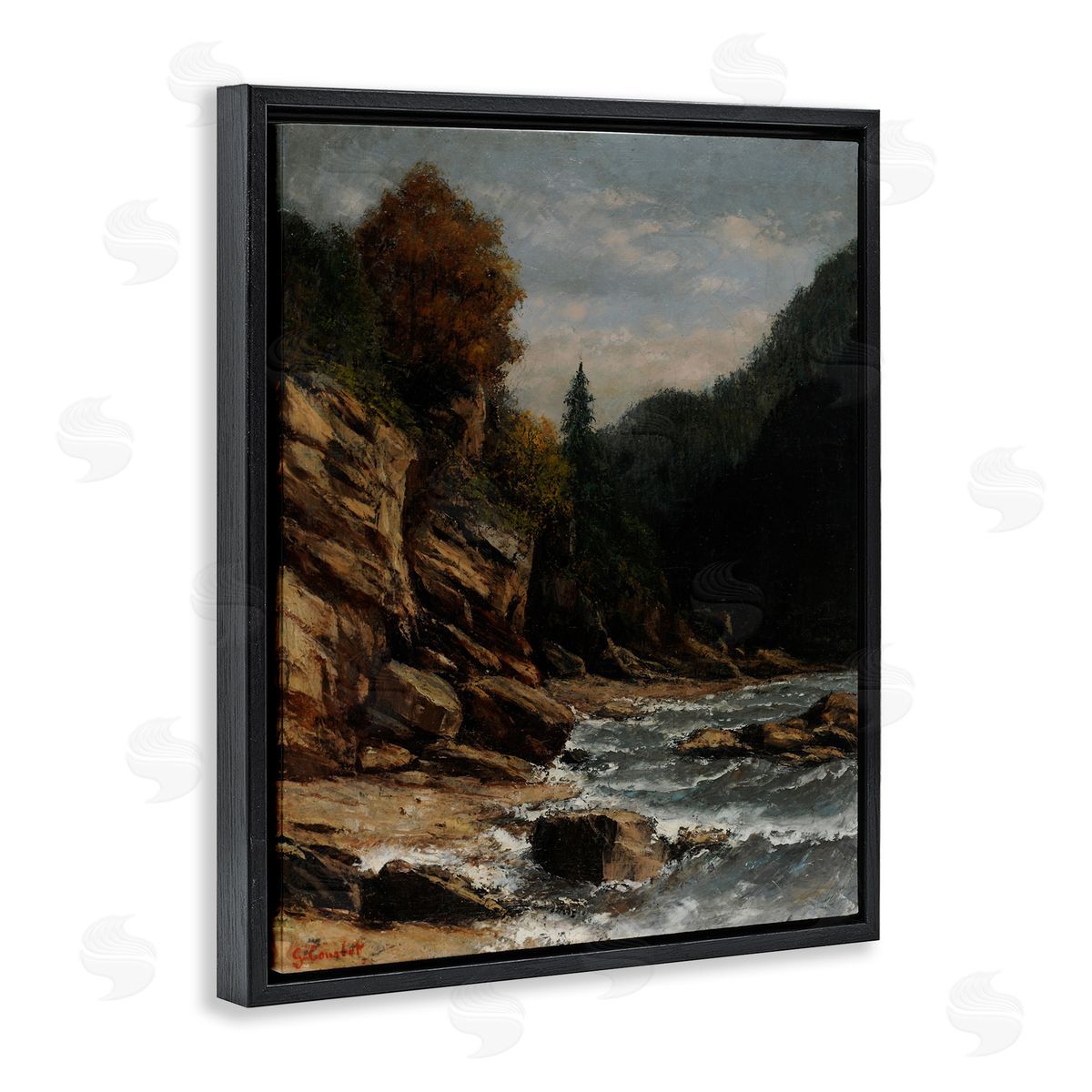 one1000paintings Classical Ocean Tide Black Floating Frame Canvas Wall Art Print