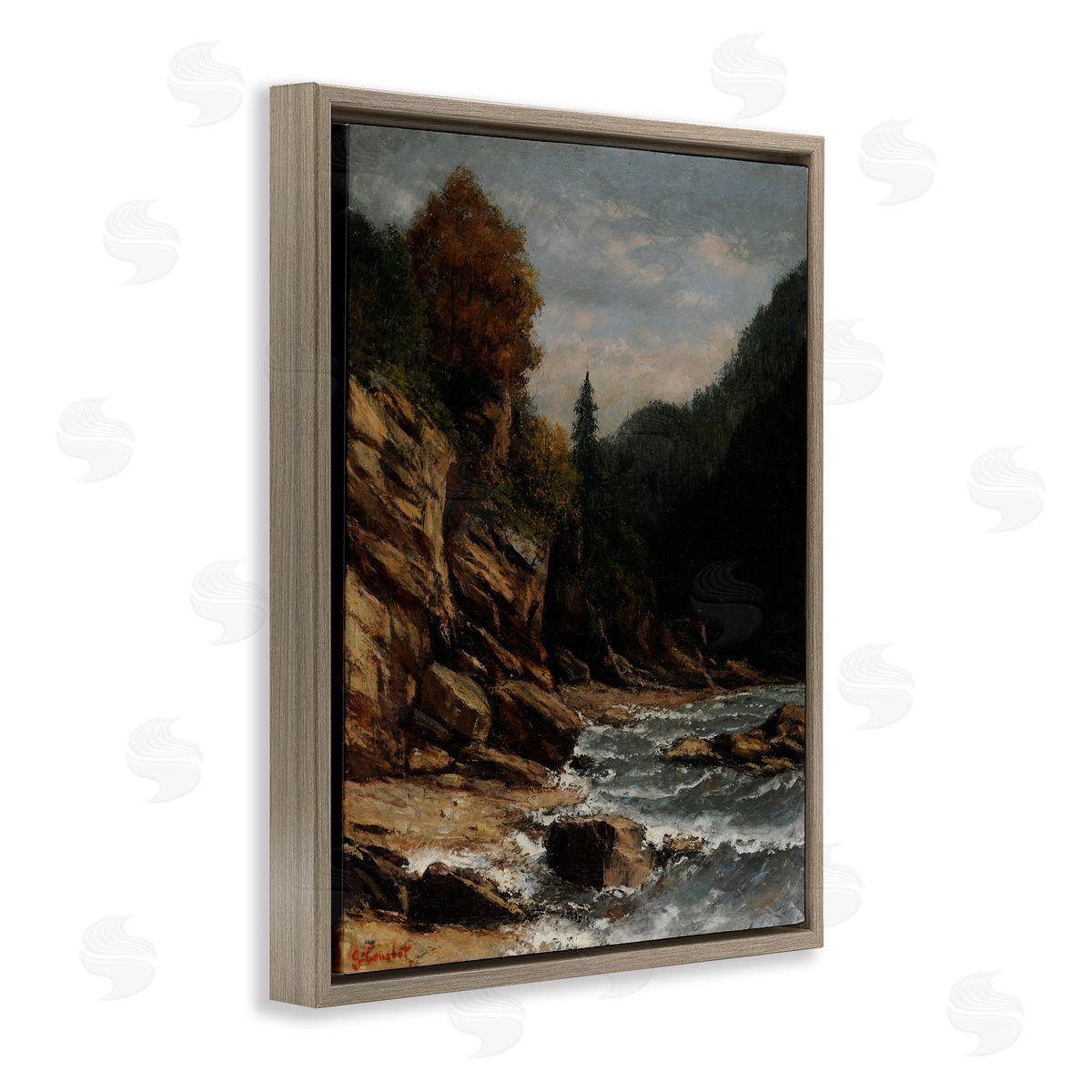 one1000paintings Classical Ocean Tide Brown Floating Frame Canvas Wall Art Print
