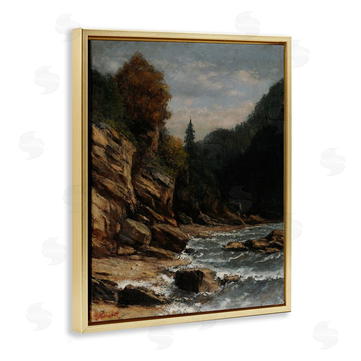 one1000paintings Classical Ocean Tide Gold Floating Frame Canvas Wall Art Print