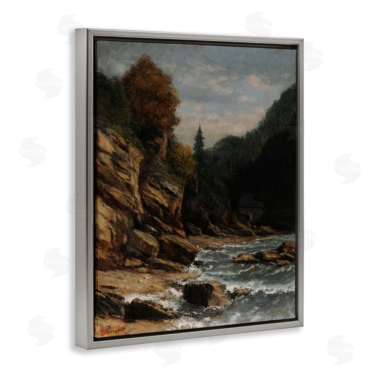 one1000paintings Classical Ocean Tide Gray Floating Frame Canvas Wall Art Print