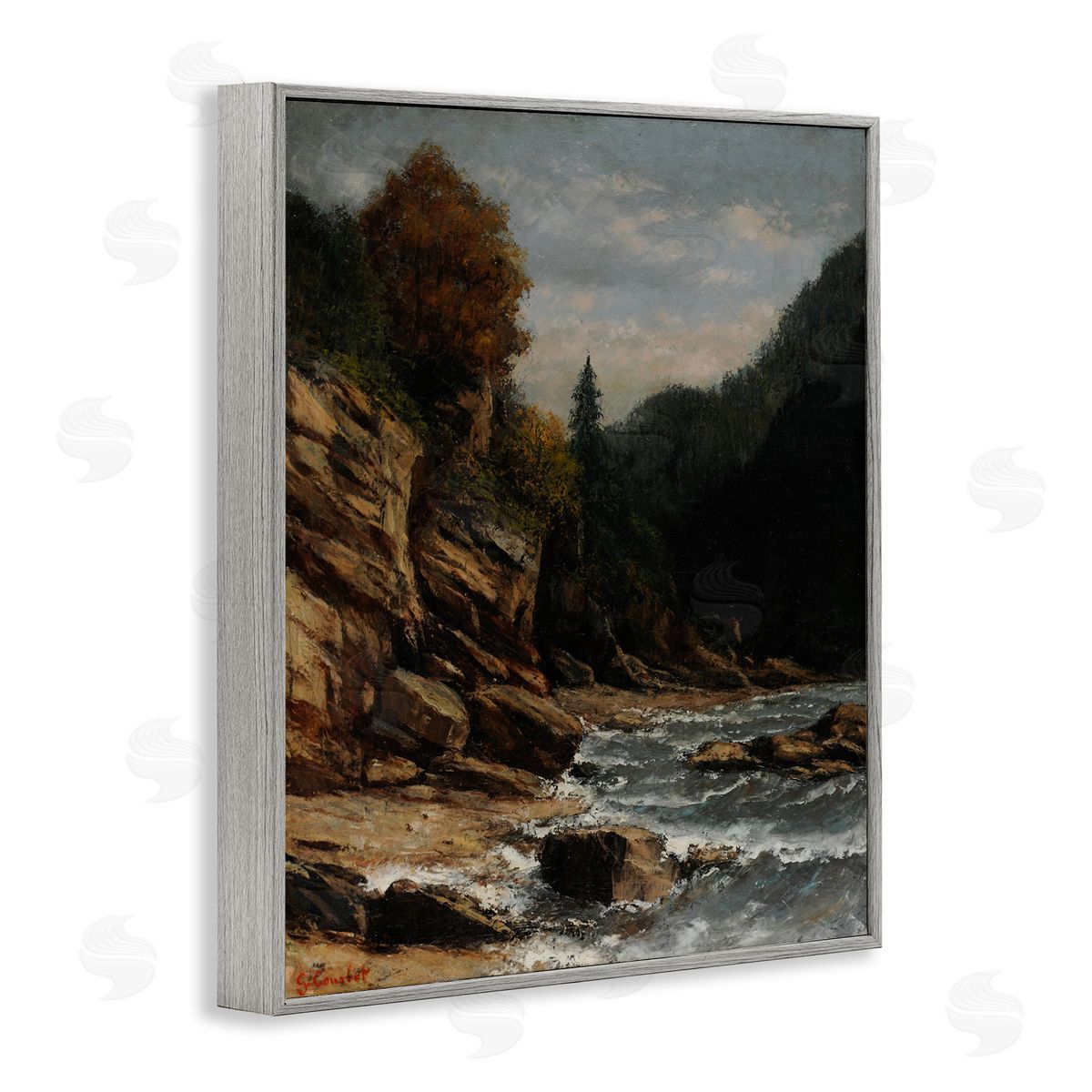 one1000paintings Classical Ocean Tide Gray Framed Giclee Wall Art Print