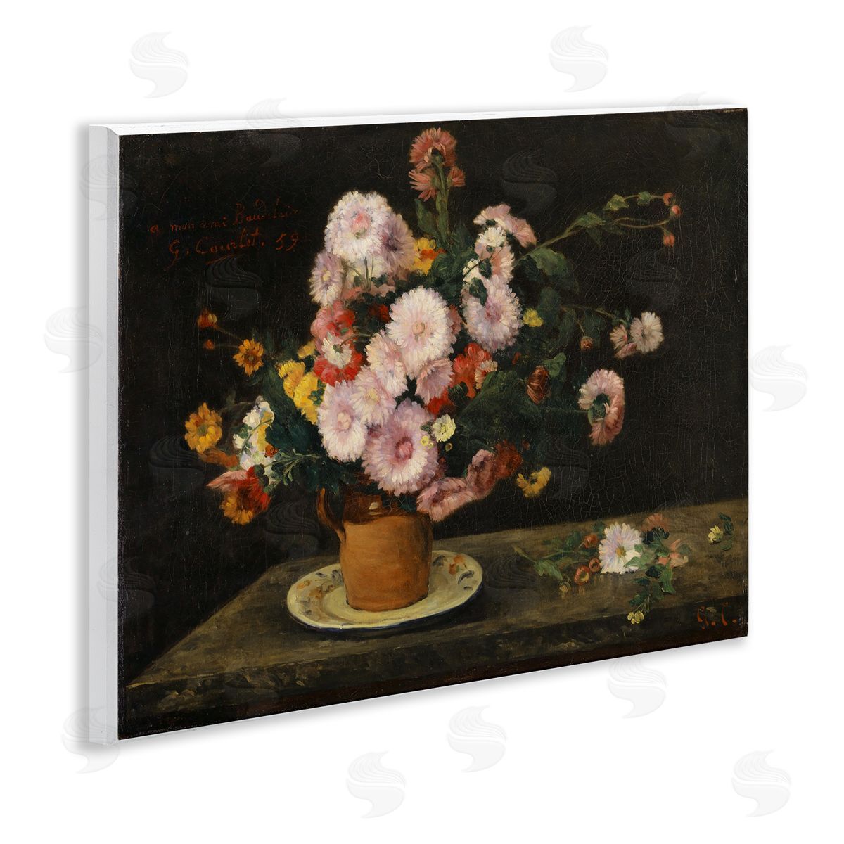 one1000paintings Classical Bouquet of Asters Wooden Wall Plaque Art Print