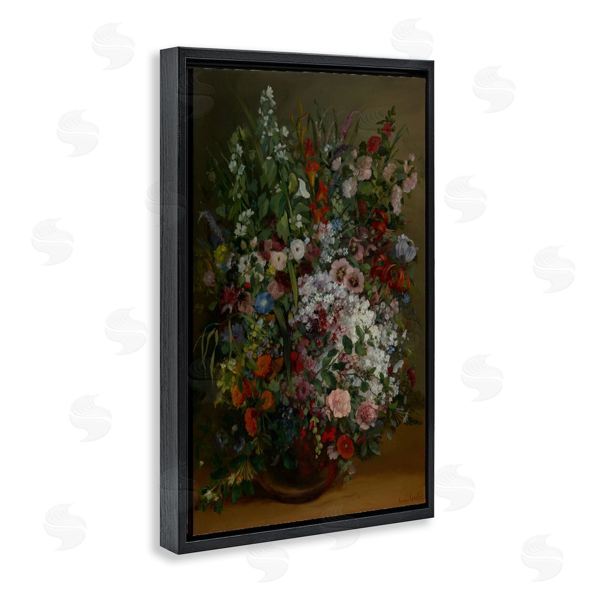 one1000paintings Classical Bouquet of Flowers Black Floating Frame Canvas Wall Art Print