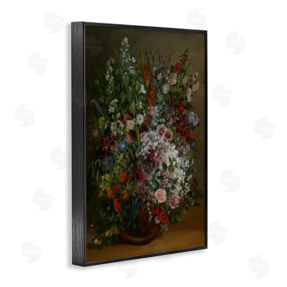 one1000paintings Classical Bouquet of Flowers Black Framed Giclee Wall Art Print