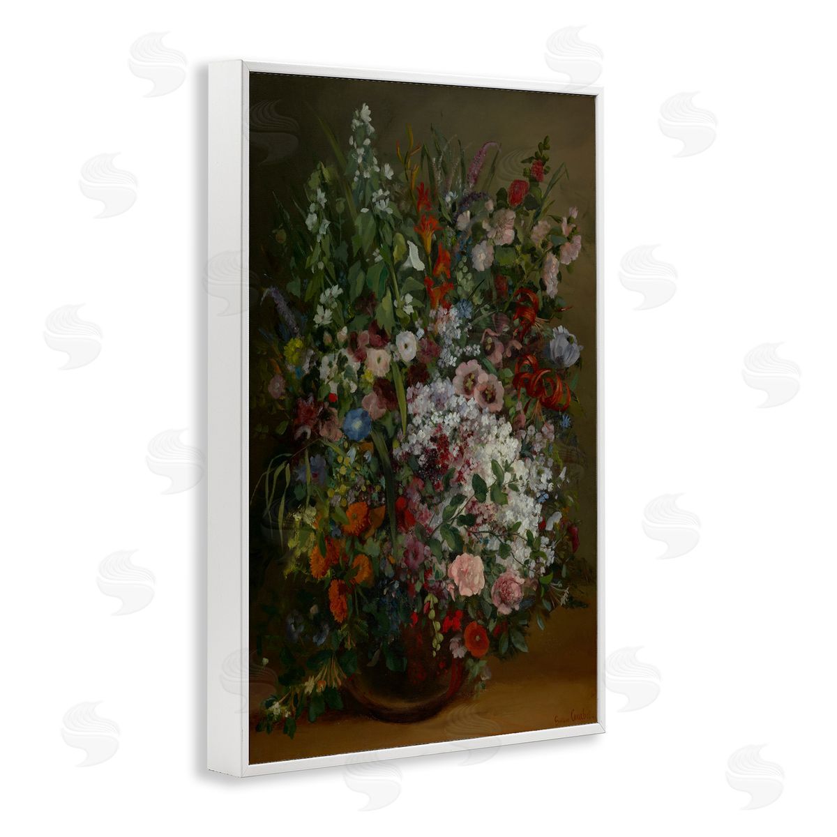 one1000paintings Classical Bouquet of Flowers White Framed Giclee Wall Art Print