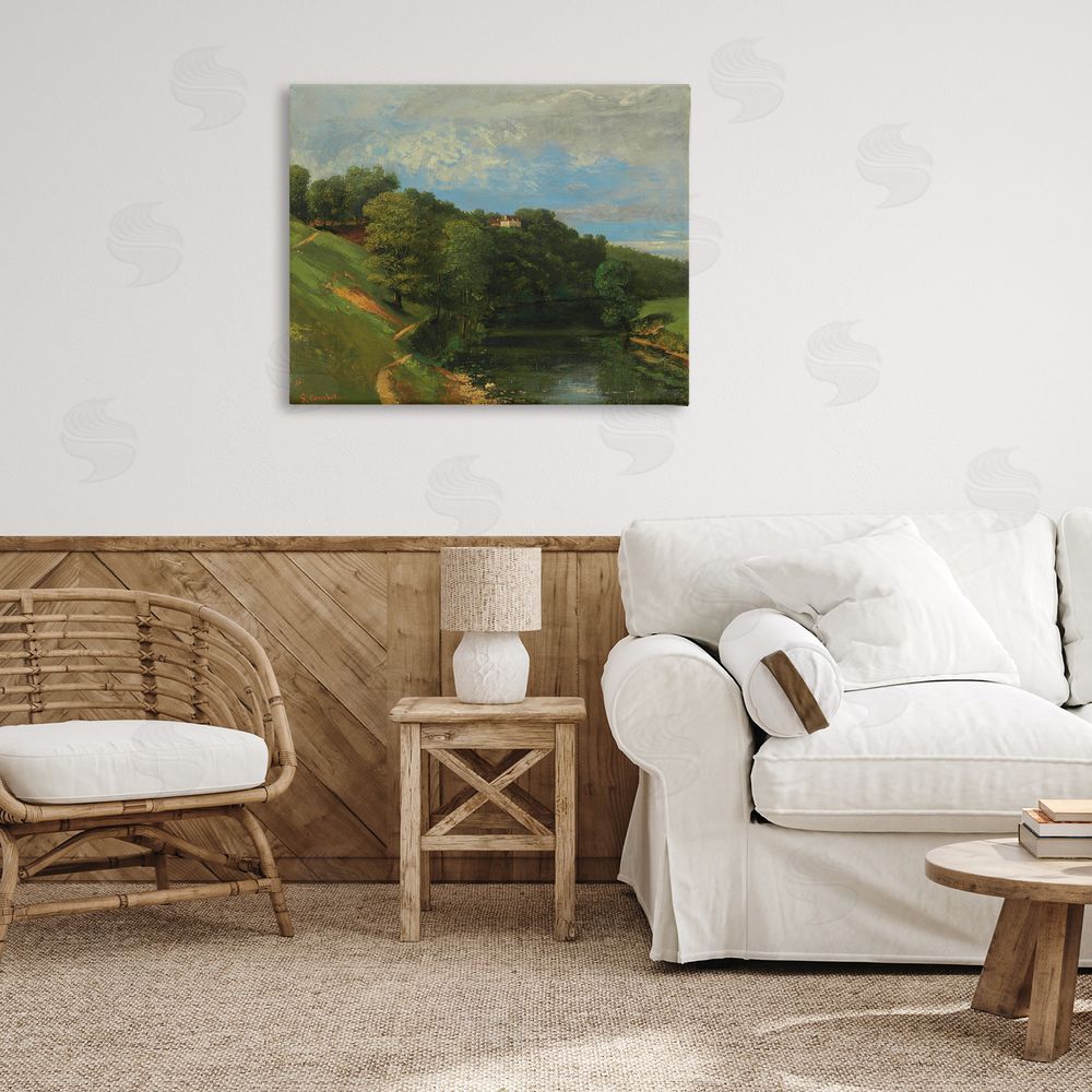 one1000paintings Classic River Landscape Canvas Wall Art Print in Room