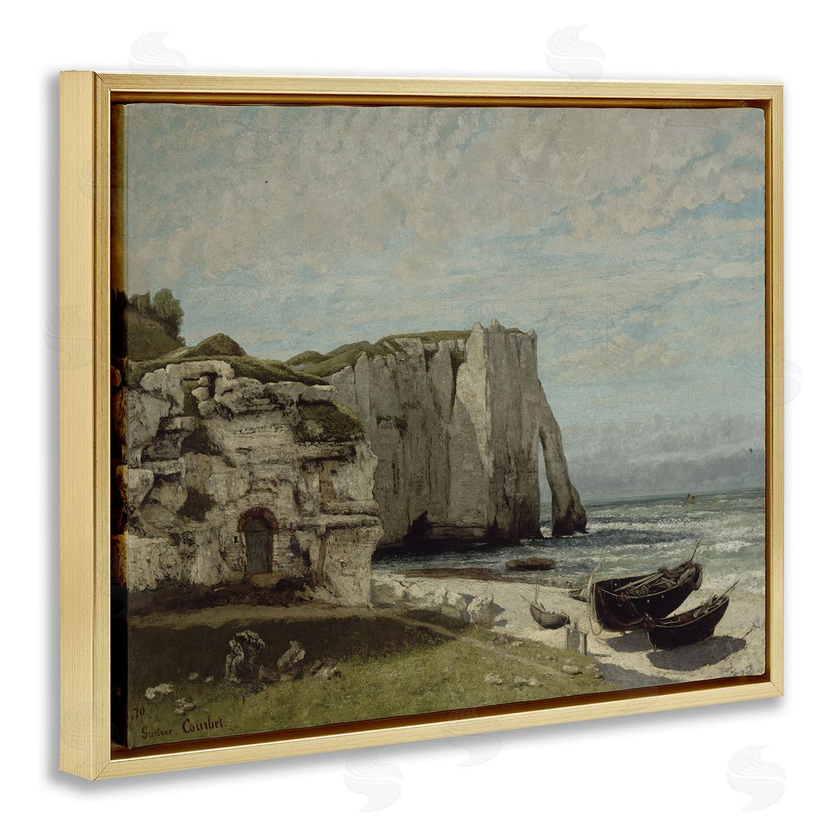 one1000paintings Classical Cliffs After Strom Gold Floating Frame Canvas Wall Art Print