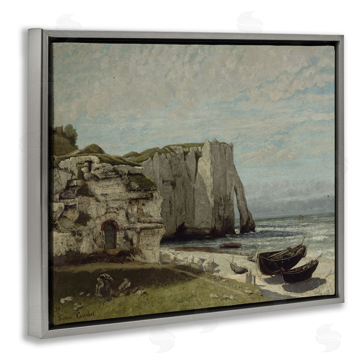 one1000paintings Classical Cliffs After Strom Gray Floating Frame Canvas Wall Art Print