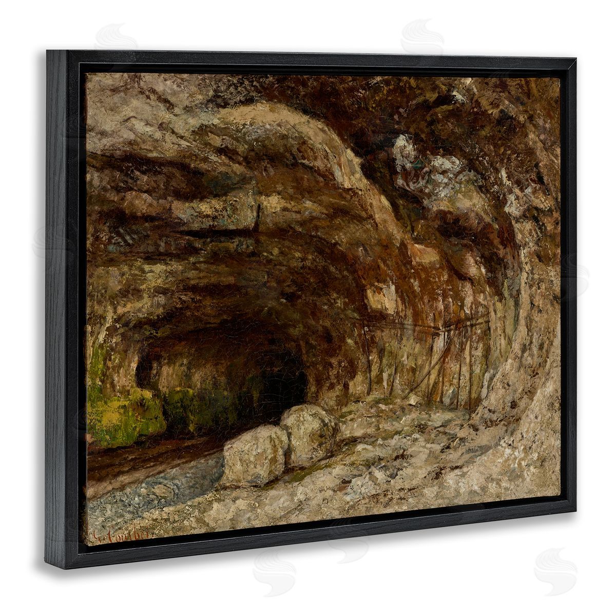one1000paintings Classical Grotto of Sarrazine Black Floating Frame Canvas Wall Art Print