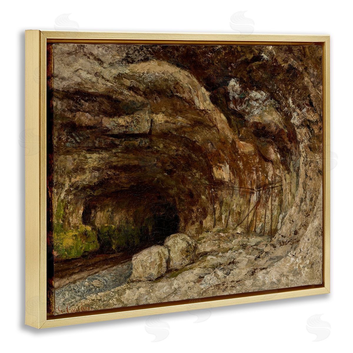 one1000paintings Classical Grotto of Sarrazine Gold Floating Frame Canvas Wall Art Print