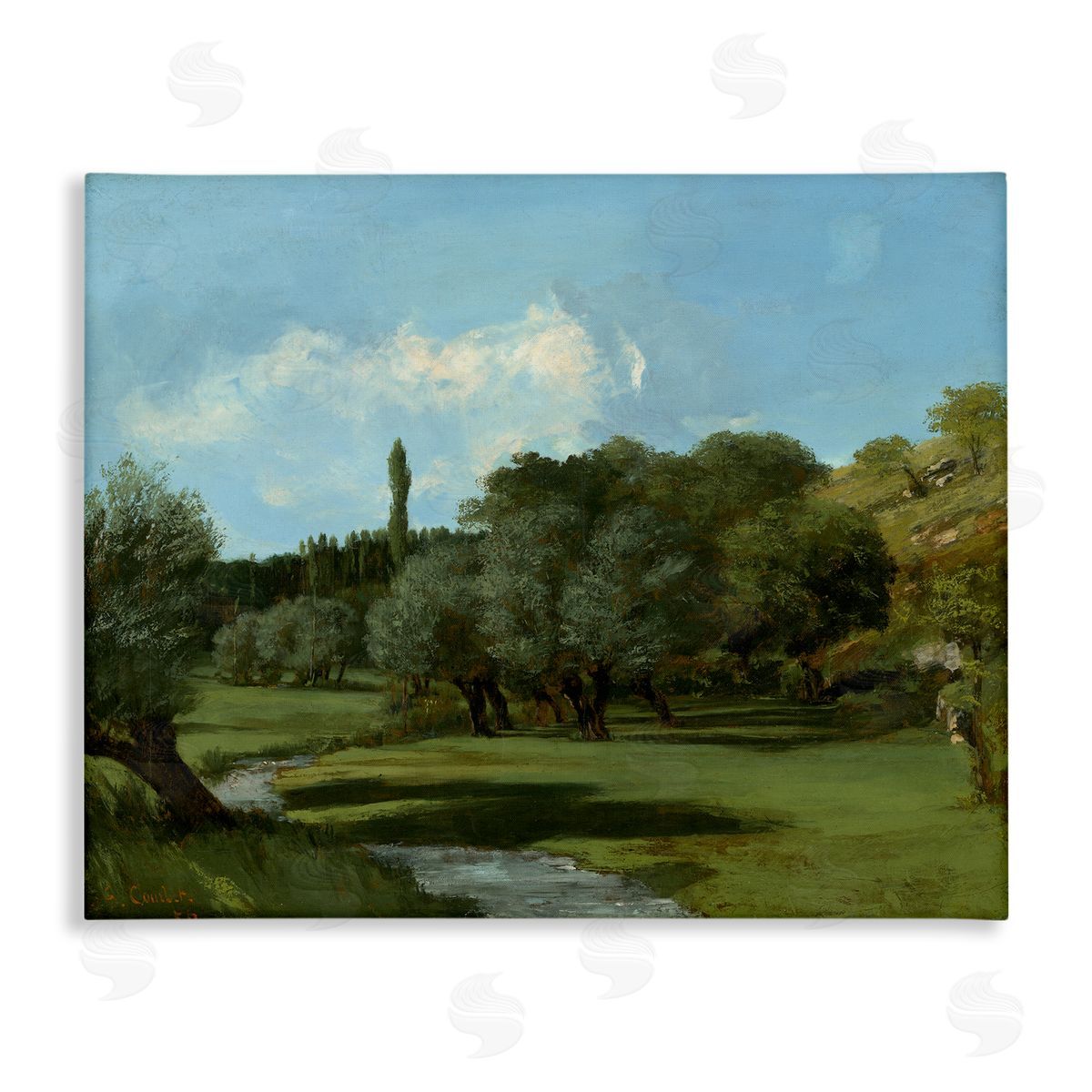 one1000paintings Classical Green Field Landscape Canvas Wall Art Print